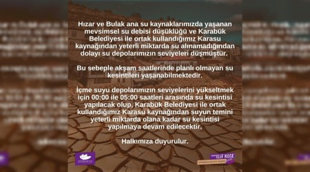 Safranbolu Belediyesi'nden su kesintisi duyurusu