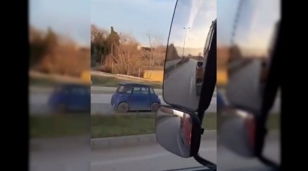 Ters istikamette can�n� hi�e sayarak ilerledi�i anlar kamerada