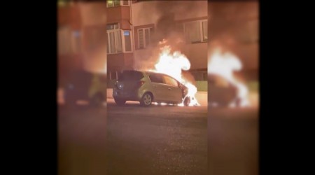 Park halindeki otomobil alevlere teslim oldu