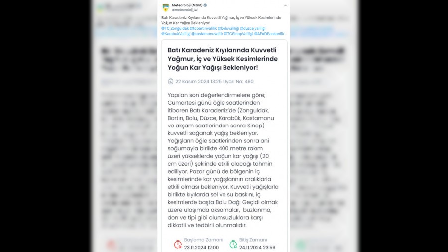 Meteoroloji uyard kuvvetli yamur ve kar ya geliyor