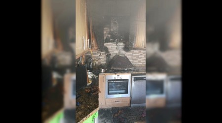 Evin mutfa��nda ��kan yang�n s�nd�r�ld�