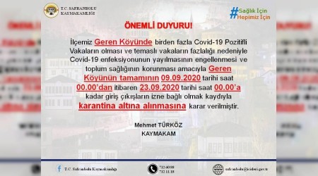 Karabk'te pozitif vakalarn grld kyde karantina karar