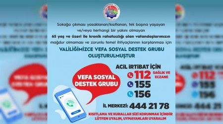 Risk grubu yallar iin 'Vefa Sosyal Destek Grubu' kuruldu