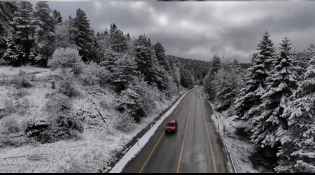 Karabk'te kar manzaralar dronla grntlendi